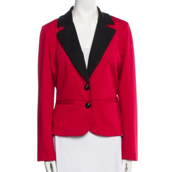 SANDRO STUDIO Women's Red Blazer with Black Accents - Picture 1 of 14